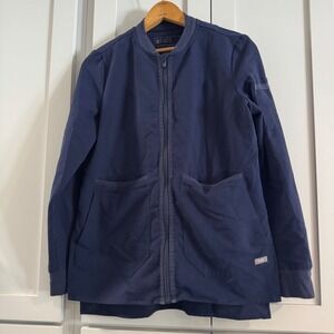 FIGS Technical Collection Navy Blue Bomber Scrub Jacket Womens W18SW1007 XS